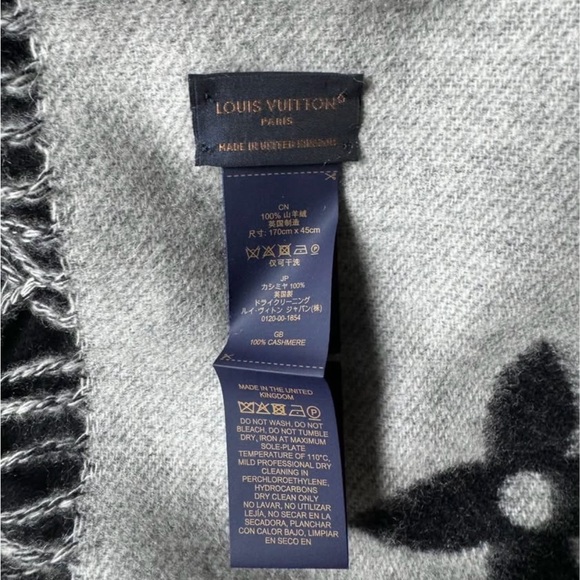 Louis Vuitton Black and Gray Cashmere Scarf - Picture 4 of 10